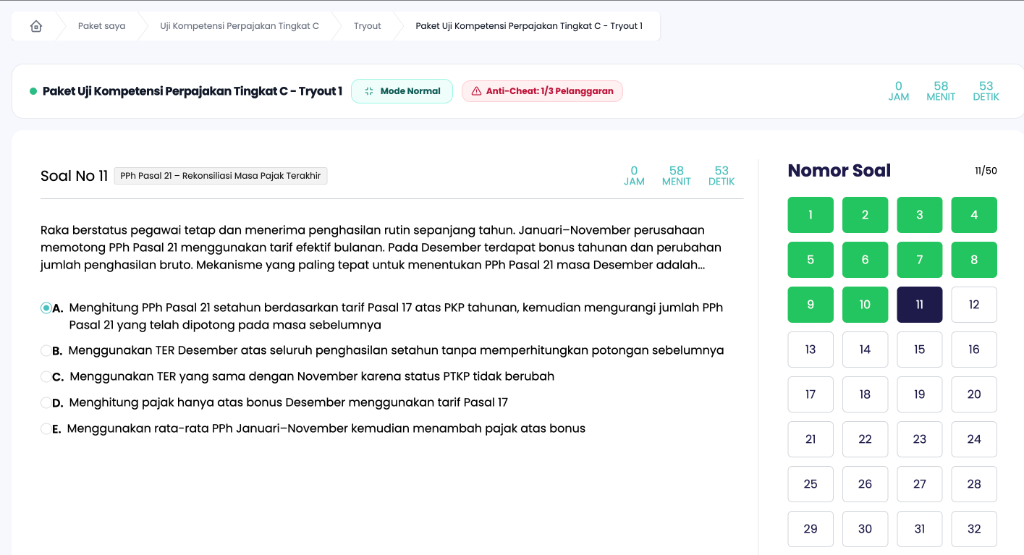 Tampilan Antarmuka CAT Ujian UKP
